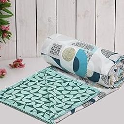 Amazon Brand - Umi Super Soft Brushed Microfiber Cotton 3 Layer Breathable Single Dohar Lightweight Summer Blanket Dohar 57X87(Inches) 144X220(CM) Flannel Dohar Throws for Bed (Cyan Cricle)-picture-12