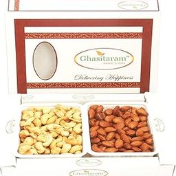 Ghasitaram Gifts Dry Fruit - Salted Cashews and Salted Almonds in White Box|Dry Fruit Combo Pack Offer|Dry Fruit Gift Pack|Dry Fruit Box|Diwali Dry Fruit Gift Box|Mix Nut|-image-38