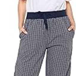 Women's Navy Blue and Grey Checked 100% Cotton Pyjama Sleepwear Night Wear-picture-39