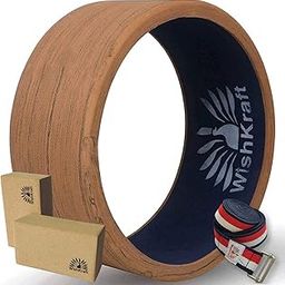 WishKraft WIDE Yoga Wheel Roller 13 x 6.25 inch [Teak Brown] for Men & Women with Yoga Belt & CORK Blocks [2 Bricks] for Back Bends, Stretching & Flexibility | Eco-Friendly, Non-Slip & Sweat Resistant | Made in India-image-93