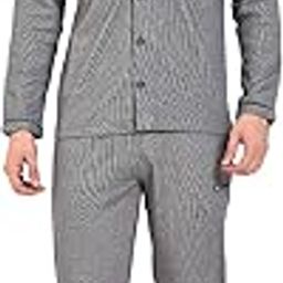 Men's Cotton Blend Striped Pyjama Set Pack of 1 (ATHLET_822_NS_NV-48_Navy & Grey_48)-image-6