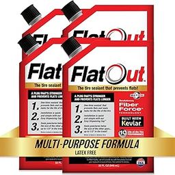 FlatOut Multi-Purpose Tire Sealant - Prevents and Repairs Flat Tires, Seals Leaks, Contains Kevlar, 32-Ounce Bag, 4-Pack-image-47