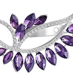 Floral Shaped Crystal Studded Lapel Pin Brooch cum Saree Pin for Women (BP1101187RPur)-16