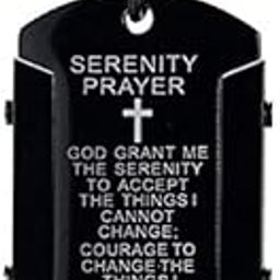 Stainless Steel Cross Serenity Prayer Engraved God Grant Me The Serenity Dog Tag Pendant Necklace 3 Colors Gold/Silver/Black for Men-image-43