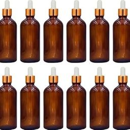 HOMEOTRADE 100ml 12pcs pack Amber Glass Bottles With golden white Glass Droppers for Essential Oils Serums Liquids laboratory medicine eye dropper cologens beauty products cosmetics reusable-10