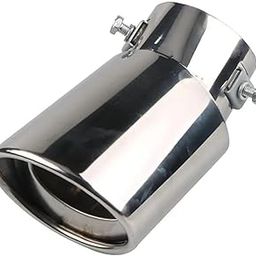 DARTLER ENTERPRISE Car Exhaust Tail Muffler Tip Show Pipe 60mm, Curved Oval, Stainless Steel Universal Fit (Chrome, Chrome Bent)-image-25