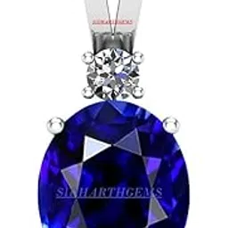 sidharth gems Blue Sapphire Stone Pendant Locket Silver Plated 14.00 Carat Unheated and Untreated Neelam Natural Ceylon Gemstone for Men and Women-picture-4
