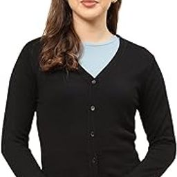 Women's Regular Fit Cardigan | Solid Pattern with Button Closure | Full Sleeve V-Neck Cardigan for Women-image-44