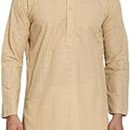 (Since 1958 Men's Cotton Silk Sequinned Neck Embroidered Long Kurta-image-1