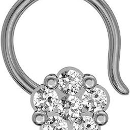 18k (750) White Gold and Diamond Nose Ring-image-58