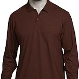 Full Sleeves Collar T-Shirt for Men with Pocket || Cotton Polos for Men || Gents T-Shirt Brown-image-95