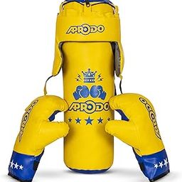 Aprodo Pack of 4 Kids Boxing Kit Set | Punching Bag for Karate | Bounce-Back Martial Arts Bag for Boys & Girls for Age 3 4 5 6 7 8 Years to Relieve Energy and Build Skills (Yellow-Blue)-image-38