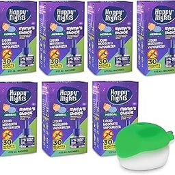Happy Nights Mama's Choice Lemon Eucalyptus Mosquito Repellent Vaporizer, 100% Protection from Mosquitoes, Mosquito Refill | Prevent from Mosquito | The Best & Natural Mosquito Repellent for Babies | 45ml x Pack of 7 (Buy 5 Get 2 Free Refill & Mosquito Machine) 45 ml-36