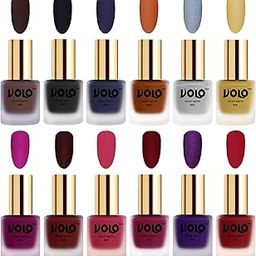 Volo Velvet Dull Matte Nail Polish Combo in Wholesale Rate(Chocolate Brown, Black, Russian Navy Blue, Metallic Coral, Metallic Silver, Metallic Golden, Magenta, Maroon 96 ml) Pack of 12-image-110