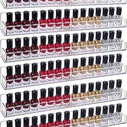 Justsoso 6Pcs/Set Acrylic Nail Polish Rack Wall Mounted,Lipstick Essential Oil Bottle Holder Organizer,Nail Paint Display Stand Shelf For Storage-31