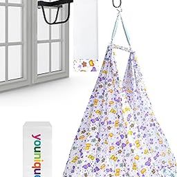 Younique Baby Cradle Swing/Hanging Jhula Jhoola/Baby Bed with Mosquito Net and Spring (0-18 Months Baby) (Violet Butterfly)-image-2