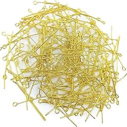 Skanda Crafterina™ - Eye pins for Bead Jewellery and Other Jewelry Making (1.5 inch) - 200 pcs (Gold)-image-51