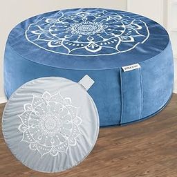 Hihealer Meditation Cushion with Extra Free Cover 16"x16"x5" Meditation Pillow Filled with Buckwheat for Sitting on Floor, Zafu Yoga Floor Pillow Cushion (Restful Light Blues)-image-15