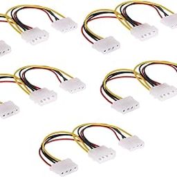 LipiWorld® 4 Pin Molex Male to 2 Ports IDE Female Power Supply Y Splitter Adapter Cable for PC, Cooling Fan CD Driver Hard Disk (17Cm, Black, Pack of 5)-image-4