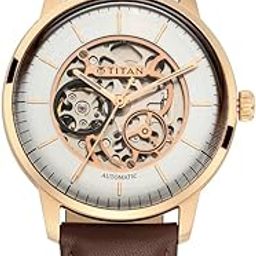 Titan Automatics Silver Dial Automatic Leather Strap Analog Watch for Men-NS90110WL03/NT90110WL03-3