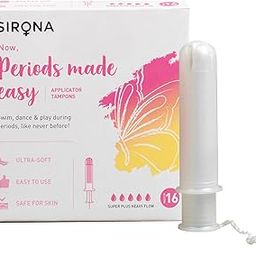 Sirona Period Made Easy Applicator Tampons for Heavy & Super Heavy Flow | Biodegradable Tampons | FDA Approved | Ultra Soft & Comfortable | Leak Free | Highly Absorbent Tampons for Rash Free Periods | 16 Pcs-1