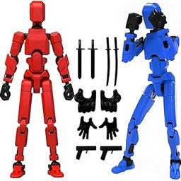 NHCDFA 2 Pcs Action Figure, Stick Titans, Stick Titan Portable and Easy to Use Model Toy Very High Degree of Freedom Multi Articular Mobile Robot Doll Desktop Decoration (Red, Blue)-19