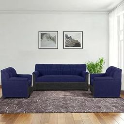 CASASTYLE Asana 5 Seater Fabric 3+1+1 Sofa Set (Blue-Dark Grey-Color)-image-82