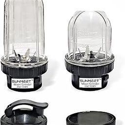 Sunmeet Bullet Jars for Mixer Grinder Combo of 2 Jar (530 ML and 350 ML) with Gym Sipper Cap, Black- NMGF31-0