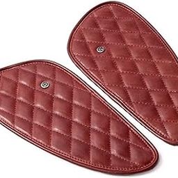 Genuine Suede Leather Motorcycle Tank Knee Pads/Tank Grip for Scratch Protection by Trip Machine Company- Diamond, Cherry Red-image-41