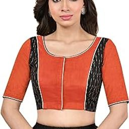 Fashion Neck Multicolor Cotton Blend Half Sleeve Blouse(D-005649@@P)-image-42