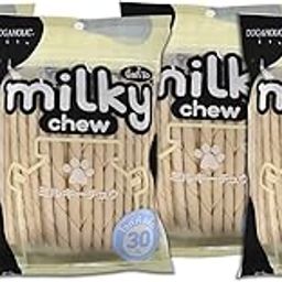 Dogaholic Milky Chew Stick Style for Dogs of All Ages and Sizes Milk-Flavoured Treat Strengthen Bones and Teeth Milky Chew Dog Treat Pack of 4-30 Sticks Pieces-image-25