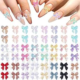 90 Pcs Silver Bow Charm 3D Alloy Glitter Bows for Nails - Long Ribbon Bowknots for Halloween, Christmas, Beach, Wedding, Prom, Engagement Art Decoration for Women, Girls, Bride (D58)-image-92