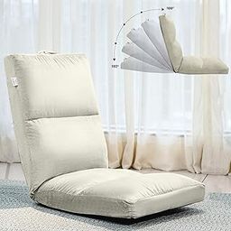 MY ARMOR Reclining Floor Chair for Living Room, Meditation Chair with Back Support, Adjustable Back Rest Seat with 5 Position Lock-in, Maintain Posture While Sitting on Floor for Yoga/Pooja, Cream-image-26