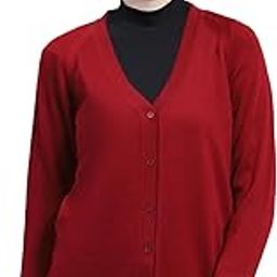 Womens Solid Maroon V Neck Full Sleeve Cardigan-image-61