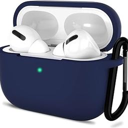 Sounce AirPods Pro Case Cover Portable Silicone Skin Cover with Keychain Carabiner (Supports Wireless Charging) Compatible with Airpods Pro (2019) - (Blue)-21