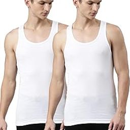Mens Pack of 2 White Cotton Vest-image-32