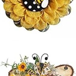 MERISHOPP Set of 2 Sunflower Bee Wreath Handmade Spring Wreath Door Hanging|Home & Garden|Home D?©cor|Floral D?©cor-image-26