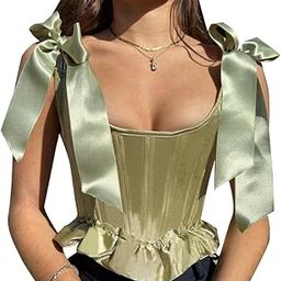 Solid Square Collar Patchwork Sleeveless Backless Lace Ribbons Y2K Corset Tops Summer Women Sweety Streetwears-image-19