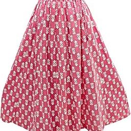Women's Cotton Flared Long Skirt (Pink; Waist Size: 26" to 42"; Length 39 Inch, Size Fits to - M, L, XL)-image-69