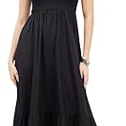 Women Solid Strapless Neck Sleeveless Smocked A-Line Maxi Dress-image-23