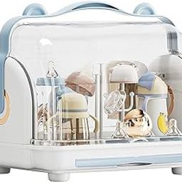 Jukkre Transparent Clamshell Baby Feeder Drying Rack Bottle & Cup Organizer Baby Bottle Holder with Cover, Portable Nursing Bottle Storage Box Dinnerware Organizer, for Home Kitchen Go Out-image-22