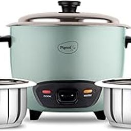 Pigeon Inox Rice Cooker with Double pot, 1.8 litres | Stainless Steel Lid | 700 Watts | 2 Steel Cooking Pot | Measuring Cup | Spatula | Energy Efficient Cooking-20