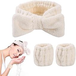 Spa Headband and Wristband Set, Microfiber Wrist, Wrist Wash Bands, Skincare Headbands Makeup Headband with Wrist Band, Facial Headband Face Wash Wristbands for Washing Face-picture-6