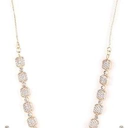 18K Rose Gold Plated White Cubic Zirconia Studded Elegant Necklace Set with Matching Earrings for Women & Girls-16