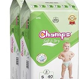 Champs Cotton Elastic Diapers for Babies - Size S (80 Pants) Pack of 2| 4-8Kg |Super Absorbent Core, 12-Hour Leak Protection | Soft, Breathable, Rash-Free Baby Diapers-image-7