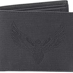 samtroh Vegan Leather Wallet for Men | Vintage Printed | Premium Vegan Leather Craftsmanship | 3 Card Slots I 2 Cash Compartments & Secret Slots | 1 Coin Pocket. (Eagle, Black)-picture-10