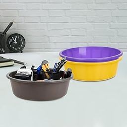 Pack of 3 Desk Organizer | Stationery Organizer | Multipurpose Organizer | Office Supplies for Pen-Pencil-Staplers | Desktop Organizer | 6 LTR | Yellow & Purple & Gray-image-99