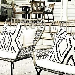 Yaofavo Outdoor Pillow Covers Set of 2, Waterproof Boho Farmhouse Throw Pillow Covers Geometric Pillow Cases for Patio Garden(White More, 22x22 Inch)-image-16