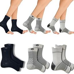 Ecosync Open Toe Bamboo Cotton Neuropathy Compression Socks - Combo Pack of 3 (Black + Spotted White + Classic Trio), Moisture-Wicking, Pain Relief, Breathable, Anti-Bacterial, Eco-Friendly, Unisex-image-89