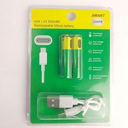 Smart Chips AAA 1.5V 800mWh Rechargeable Lithium Batteries with USB Charging Cable, 2-Pack-image-103